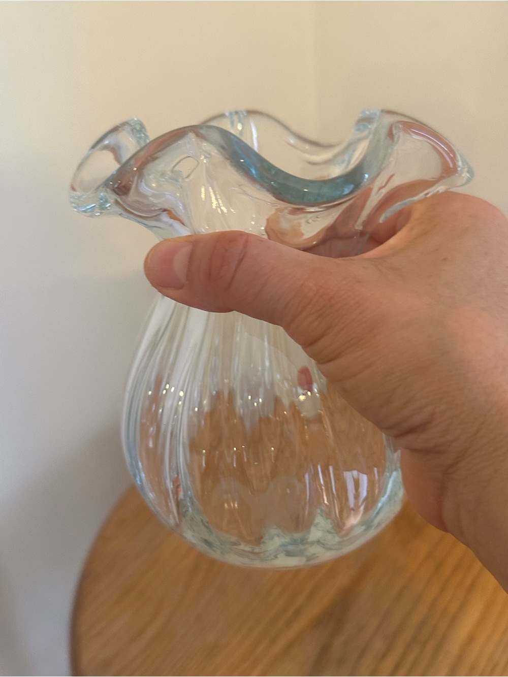 Vintage Ruffled Glass Vase - Picture 3 of 6